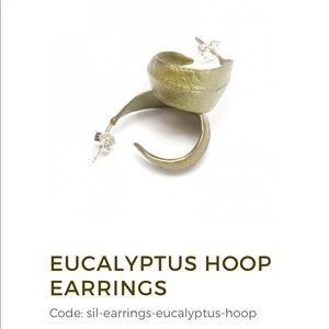 Cast bronze eucalyptus leaf partial hoop earrings